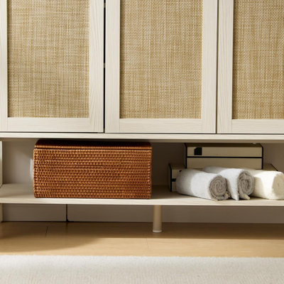  Panier de toilette en rotin pour salle de bain, brun