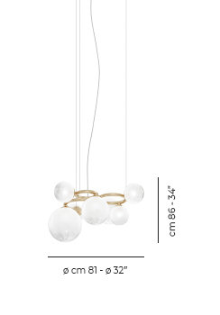 Puppet Ring Suspension 7 White Shaded Matt Gold 3 G9 Ul, Matte Gold, White