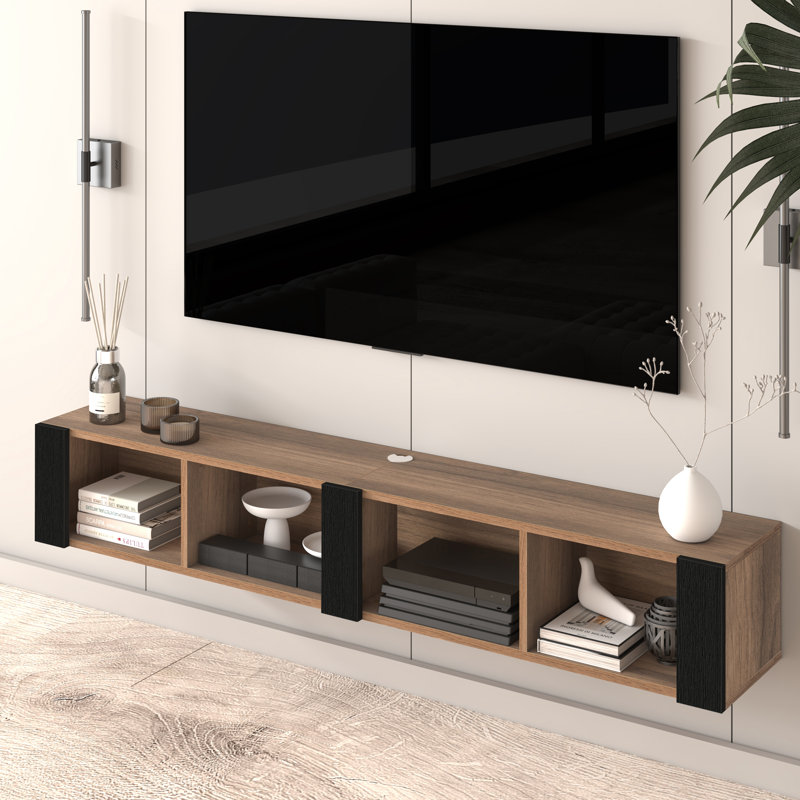 Aven TV Stand for TVs up to 78", Black/Brown