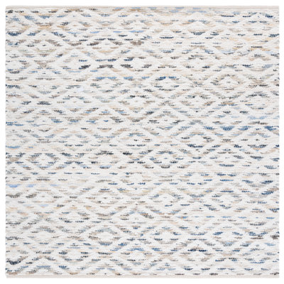 Natura 786 Hand Woven Denim/Salvage/Cotton Geometric Rug in Blue/Ivory