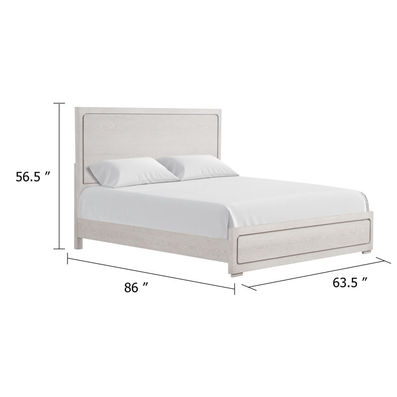 Thorne Queen Bed, Panel Design, Rounded Edges, White Oak Wood, White Oak