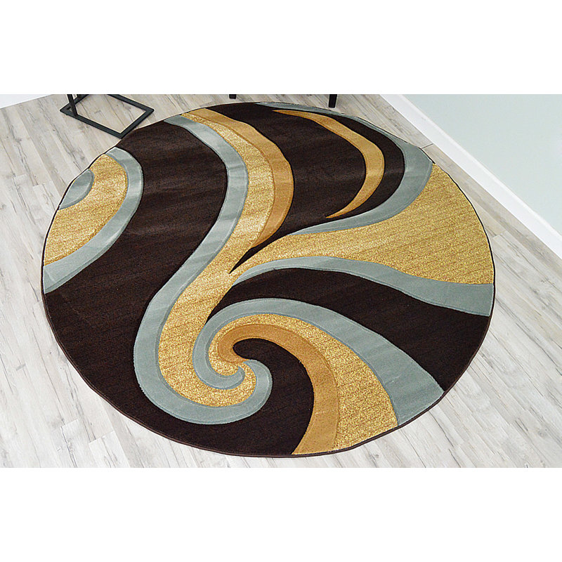 Ena Performance Abstract Indoor Rug, Round 7'
