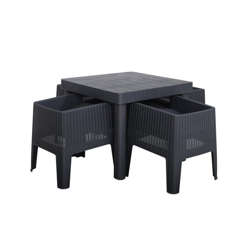 Faro Black 5 pcs Square Dining Set including seat cushions