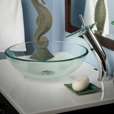 Lavabo de salle de bain vasque circulaire en verre avec robinet Bonificare
