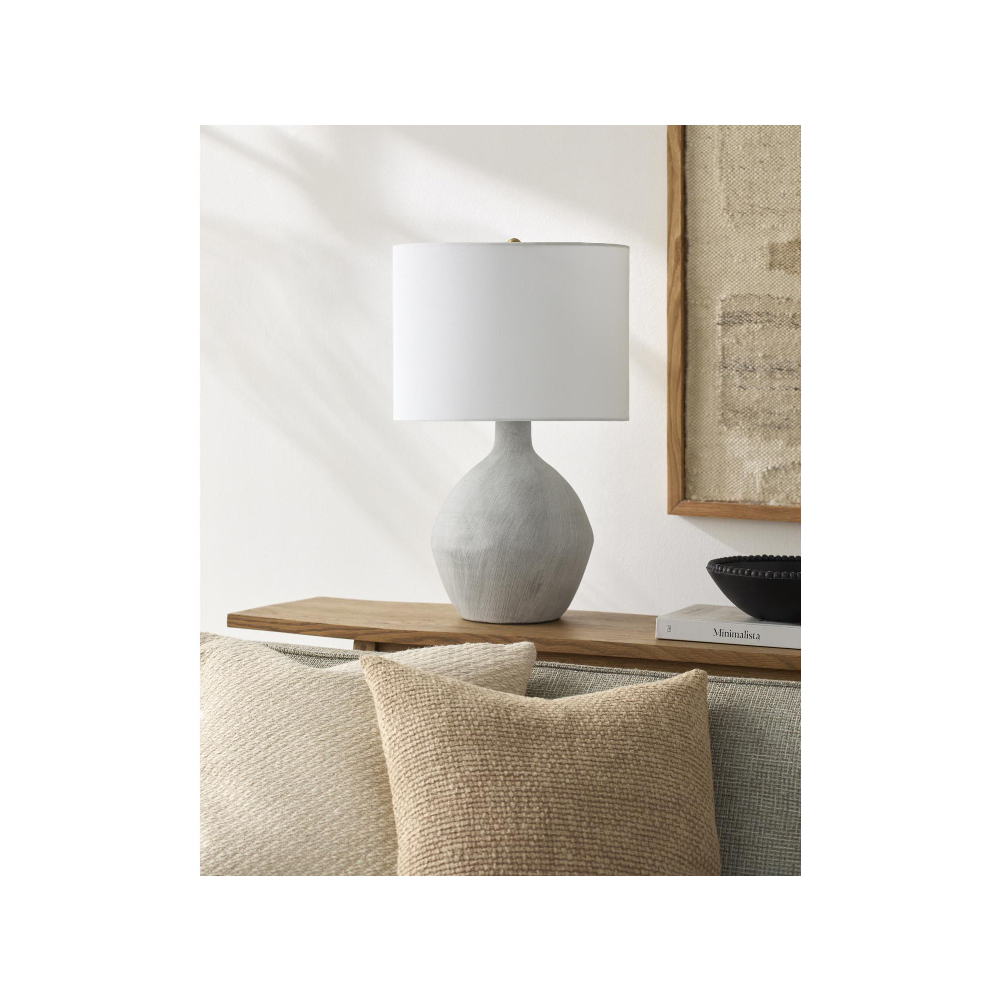 Hirotada Table Lamp, White, Gray