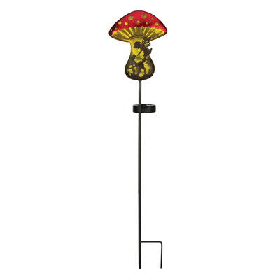 Fantasy Mushroom Metal and Solar Decorative Garden Stake with Integrated LED