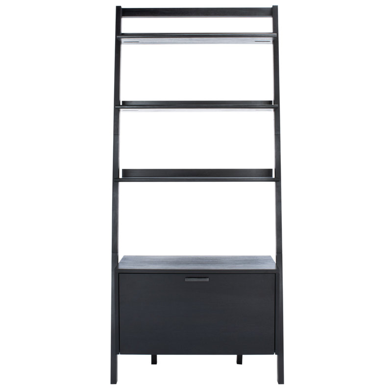 Bibliothèque échelle en bois massif Dametrice, H 72 po x l 32 po x P 15,4 po, Noir