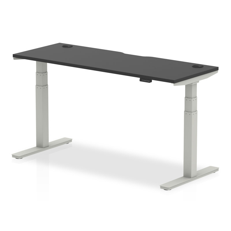 Adjustable Metal Base Standing Desk, Silver, 66cm H x 160cm W x 60cm D