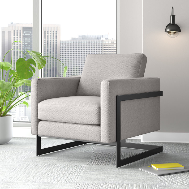 Fauteuil d'appoint en tissu Posse, Polyester brun clair, Noir