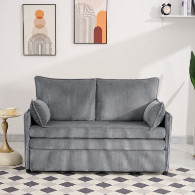 55-Inch Convertible 3-In-1 Sofa Bed With USB Ports And Side Pocket For Small Spaces