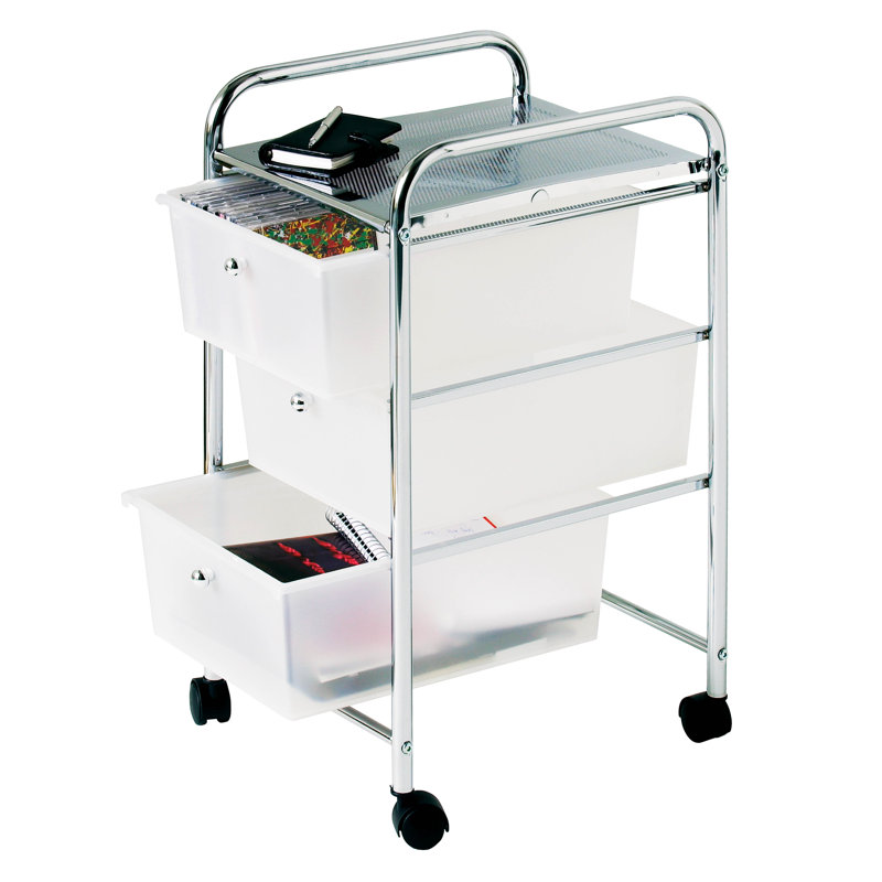 65cm H x 39cm W File Cart with Wheels, White