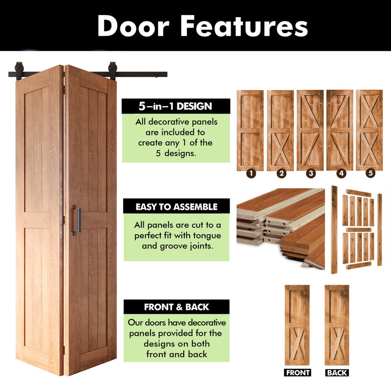 Porte de grange américaine ancienne non assemblée et finie de 84 po de hauteur, deux portes de 20 po x 84 po avec quincaillerie de fixation supérieure pliable