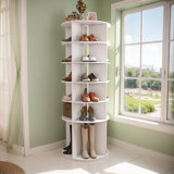 Rotating Shoe Rack Tower, 6-Tier Spinning Shoe Rack, Free Standing 360° Revolving Shoe Organizer, High Bottom Design Shoe Tower Spinning Storage Lazy Susany, Fits 24 Pairs of Shoes (6-Tier White)