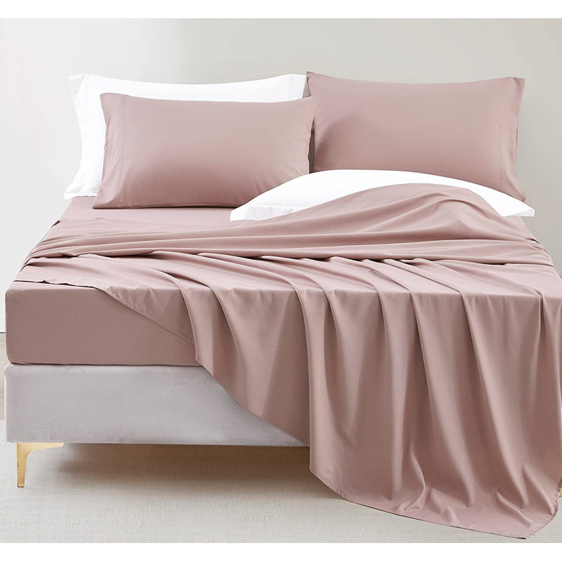 Washed Microfiber Bedding Microfiber Sheet Set, Twin Sheet Set with Fitted Sheet and 1 Pillowcase, Woodrose