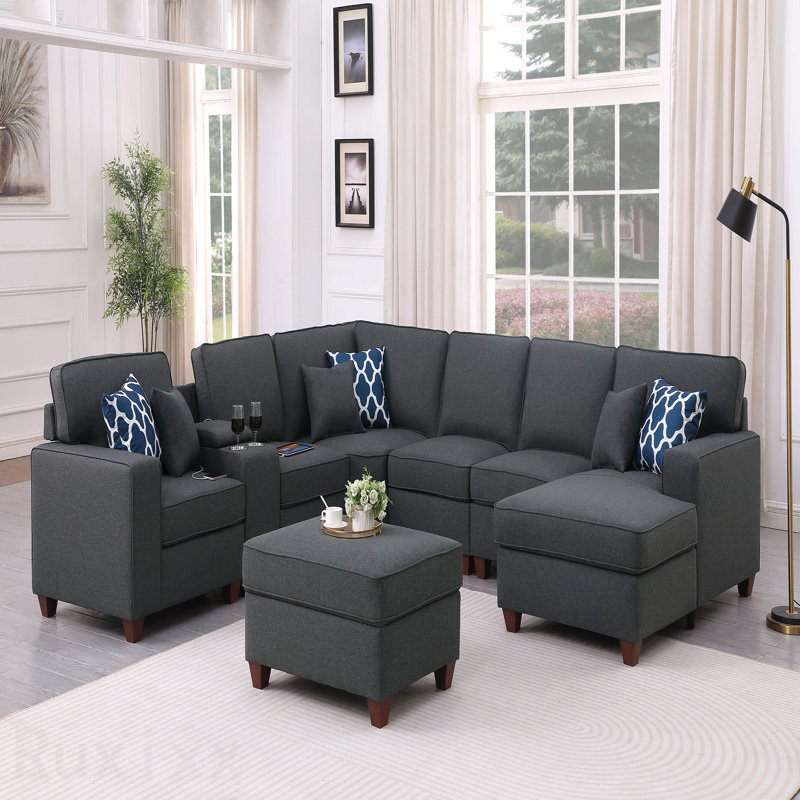 Canapé modulaire 8 pièces avec repose-pieds 8 pièces, Gris foncé