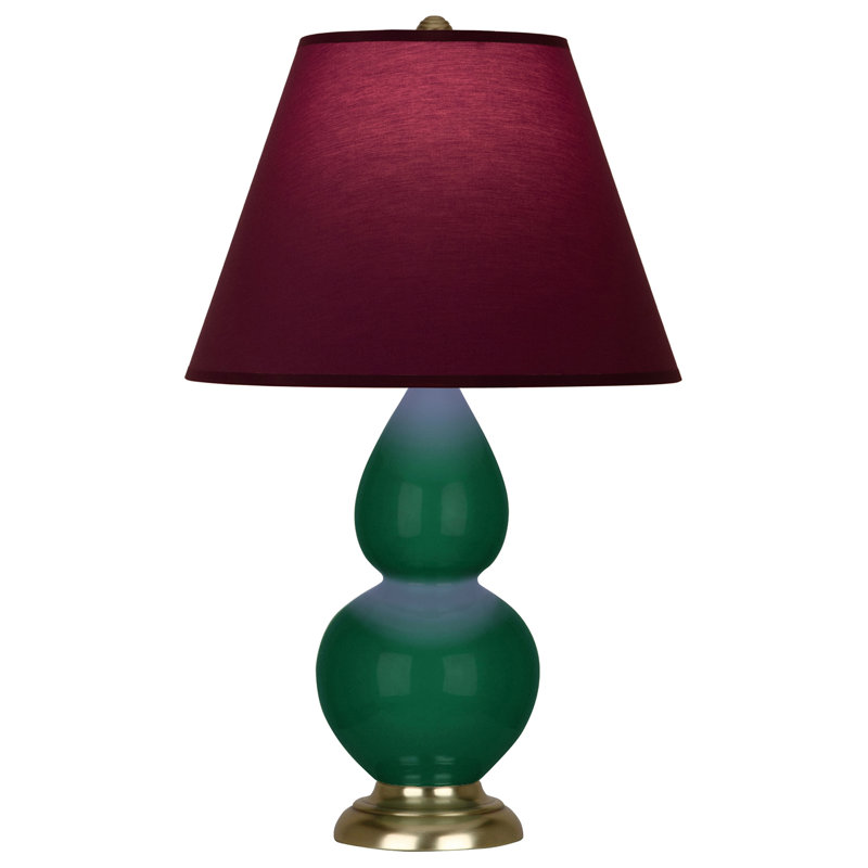 Small Double Gourd Accent Lamp - Sangria, Deep Patina Bronze - Lavender, Plum Shade, Dark Green/Antique Natural Brass