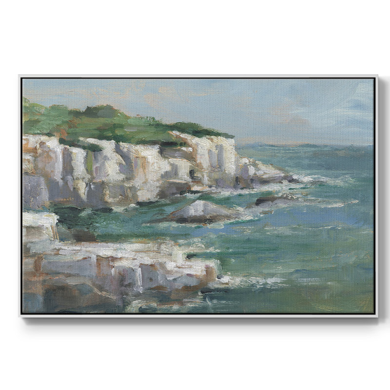 «White Sea Cliff», toile tendue avec châssis en I, H 27 po x l 41 po x P 2 po, Blanc