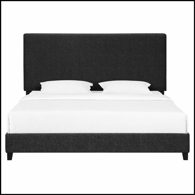 Lit plateforme tapissier gris anthracite Bridgevine Home, alliant confort, style et durabilité pour une nuit de sommeil reposante.