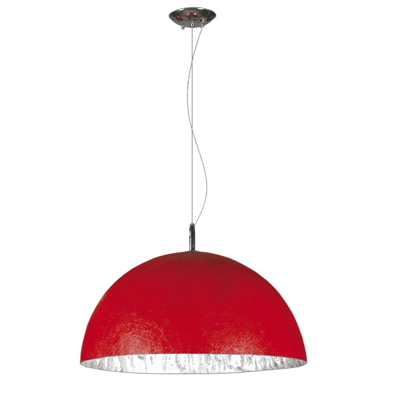 Boggs 1 - Light Bowl Pendant, 55cm diameter, Red/Silver