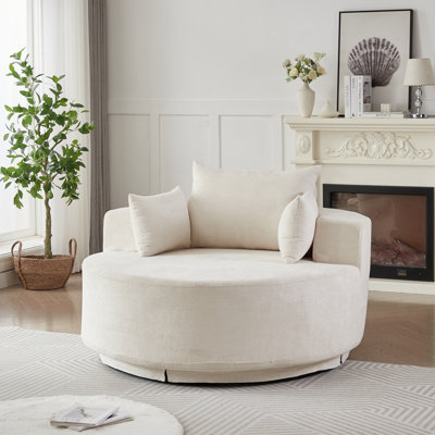 55"L Chenille Foam Single Swivel Chair, Fluffy Modern Sleeper, 360 Degree Swivel Chair for Living Room, Bedroom, Lounge and Projection Room