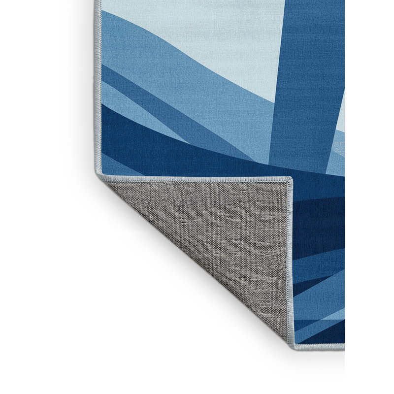 Tapis bleu géant lavable à la machine Aidan, 8 x 12