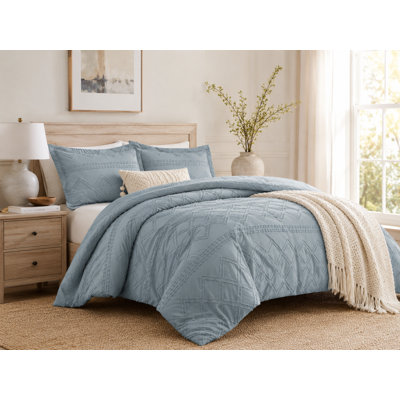 Swift Home Super Soft Clip Jacquard Pre-Washed Duvet Cover Set