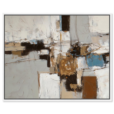 Interconnected Canvas Print Abstract Wall Decor by Art Remedy, White Frame, 36 x 30