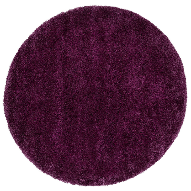 Tapis performance à poil long de couleur unie Vandoren, Purple, Rond 6 pi 7 po