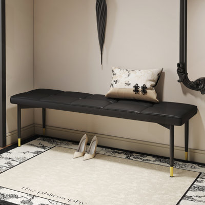 59*17 Inch Multifunctional Black Shoe Bench