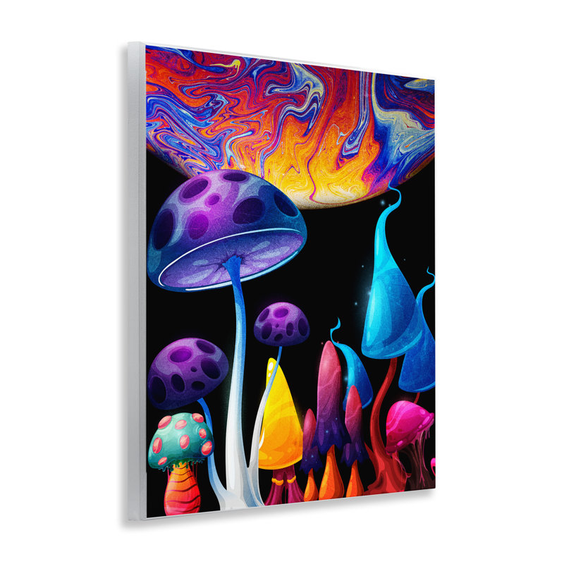 Plaque murale champignon fantaisiste dans l'espace, design par Kim Allen