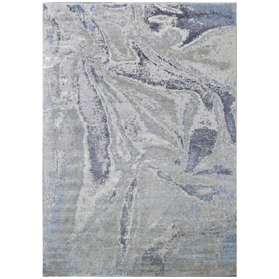 High-Quality Hand-Knotted Silver And Black Area Rug
