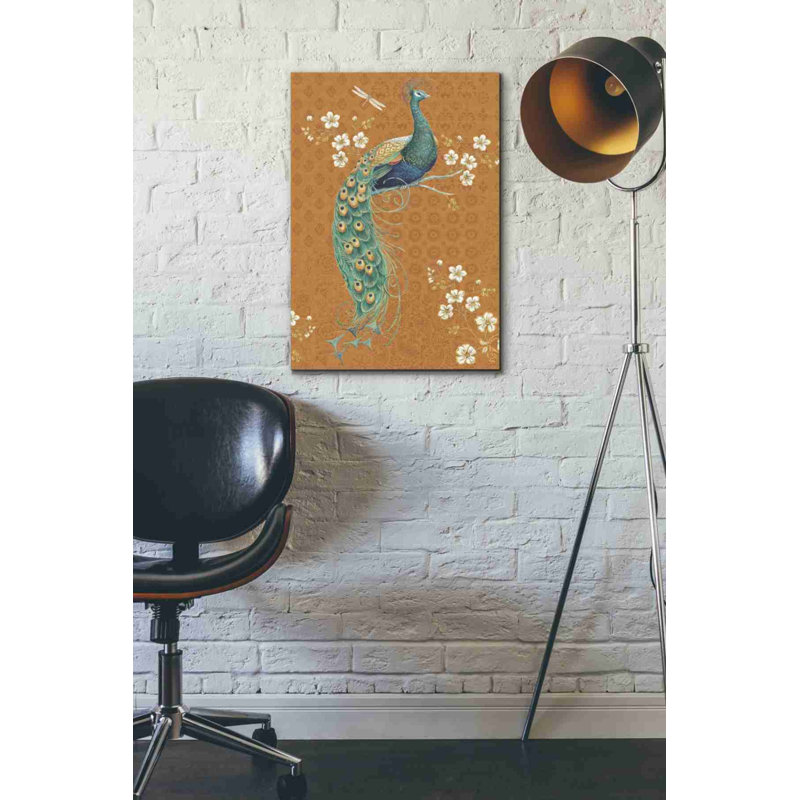 «Ornate Peacock IX Spice» par Daphne Brissonet, art mural sur toile, H 26 po x l 18 po x P 0,75 po