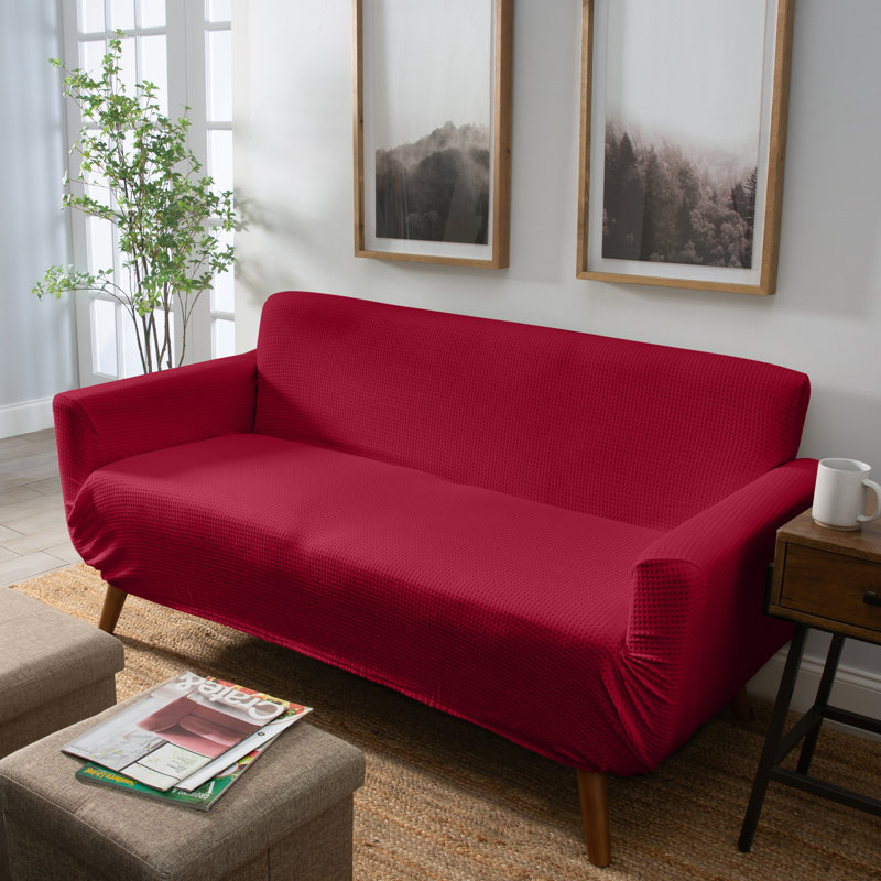 Housse pour causeuse à coussins carrés, Bourgogne, H 27,5 po x l 47,24 po x P 96,5 po