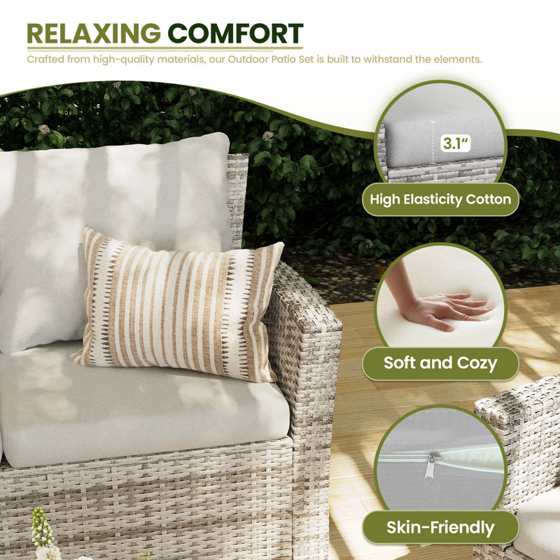 Rosolino 4 - Person Outdoor Seating Group with Cushions, Gray