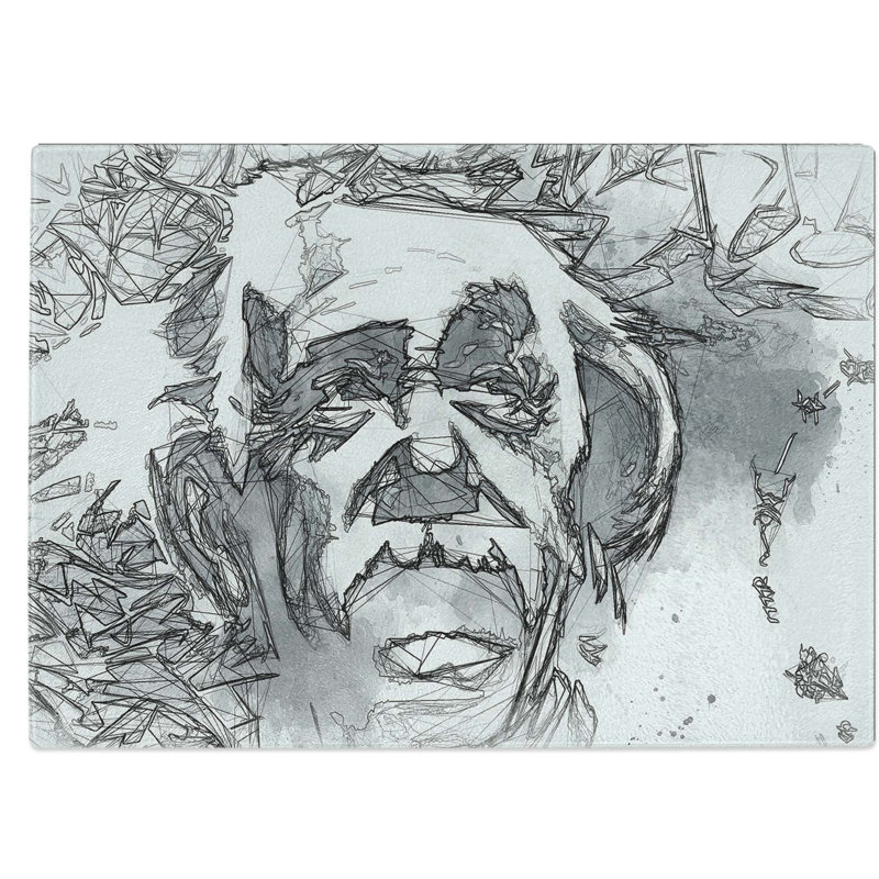 Tempered Glass Albert Einstein Graffiti Chopping Board, 39 cm W x 28.5 cm L