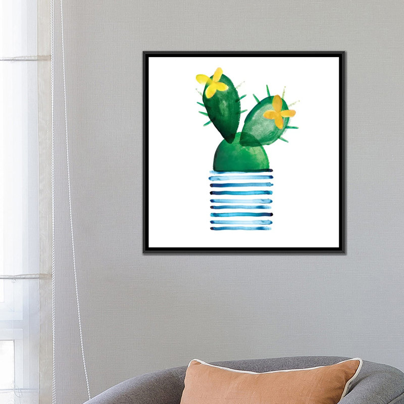 « couleur cactus i », impression sur toile, H 18 po x l 18 po x P 1,5 po, Toile avec cadre noir, Pas de tapis