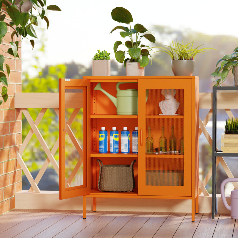 31.5'' Wide 3 - Shelf Storage Cabinet, Orange