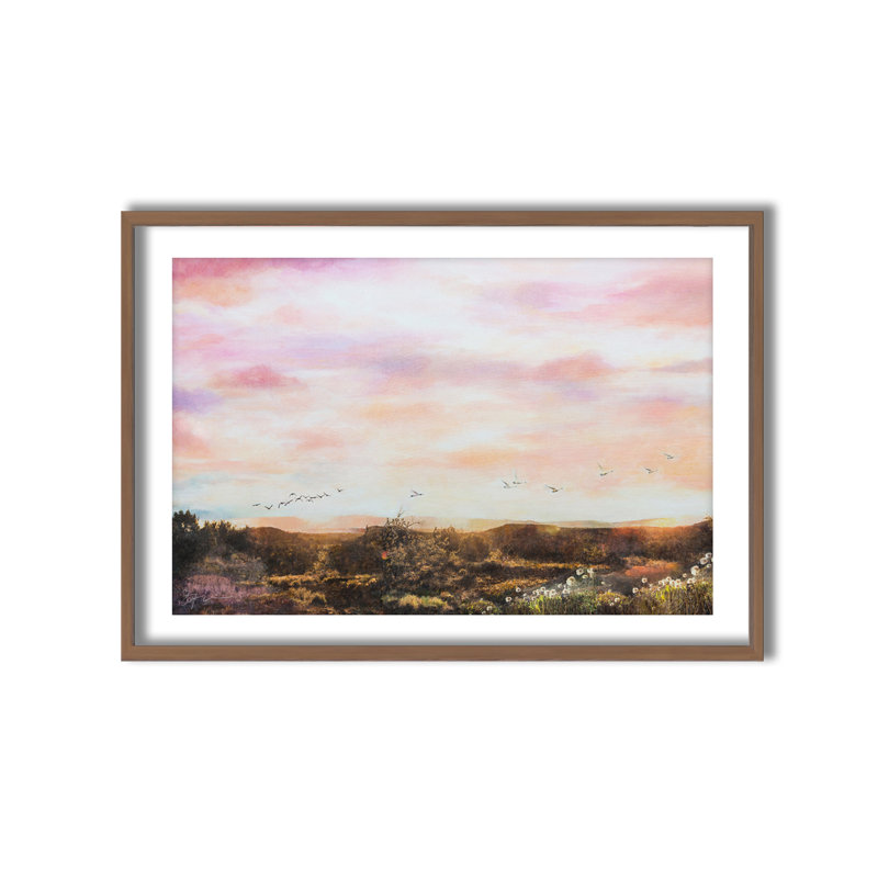 «Golden Inspired Nature Hour» par Stefanie Bales - Œuvre d'art encadrée , H 24 po x l 36 po