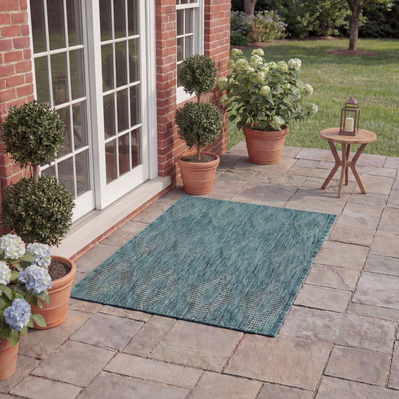 Tapis d'intérieur / extérieur géométrique à vaisselle, Rectangle 2 pi x 3 pi 7 po