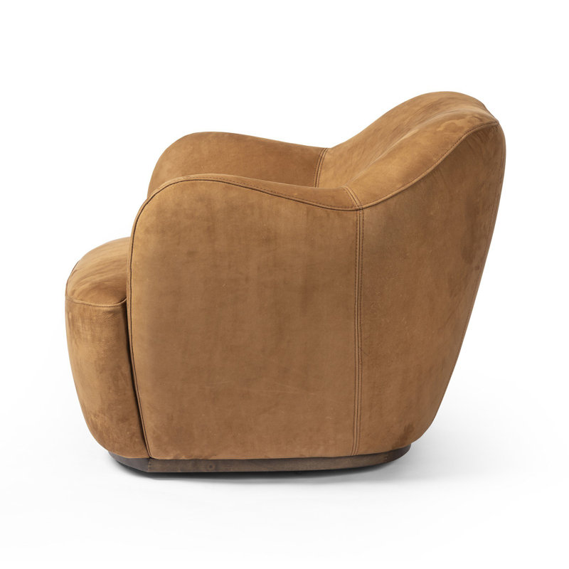 Julius Swivel Chair, Nubuck Cognac Top Grain Leather