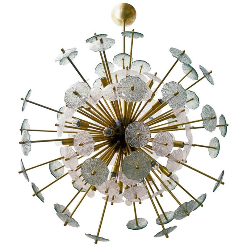 Lustre fantaisie en laiton 30 lumières Bijoux, Fumée texturée, Chrome chrome, 29” Length x 29” Width x 52” Height