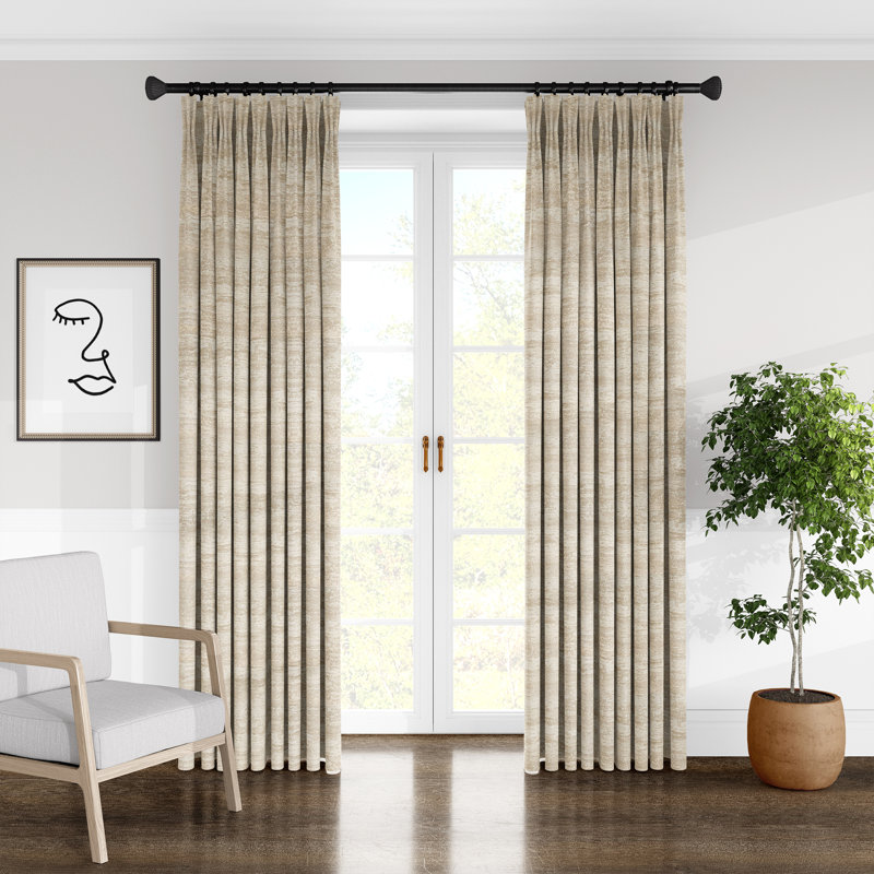 Montgomery Solid Room Darkening Pinch Pleat Single Curtain Panel, 40" W x 84" L, Mink