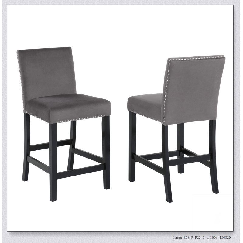 Tabouret de comptoir en velours Cobre