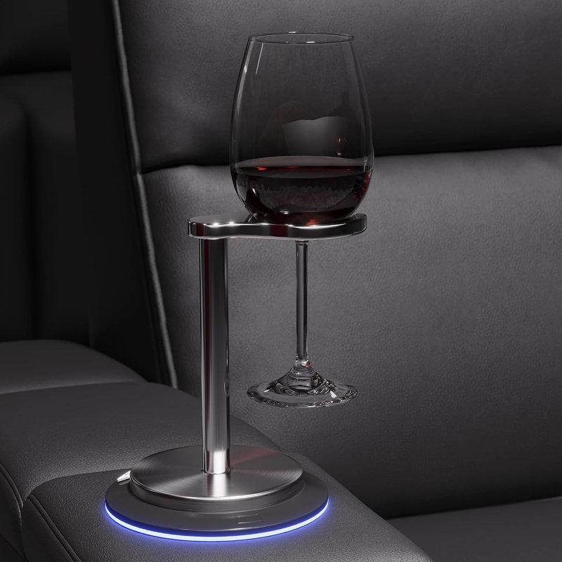 Support de verre à vin en acier inoxydable de qualité supérieure pour siège de cinéma Valencia Accessoire de boisson sécuritaire et élégant