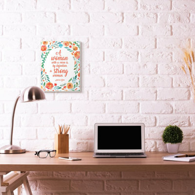 «Strong Woman Flower Inspirational Word Design», reproduction d'art textuel sur toile