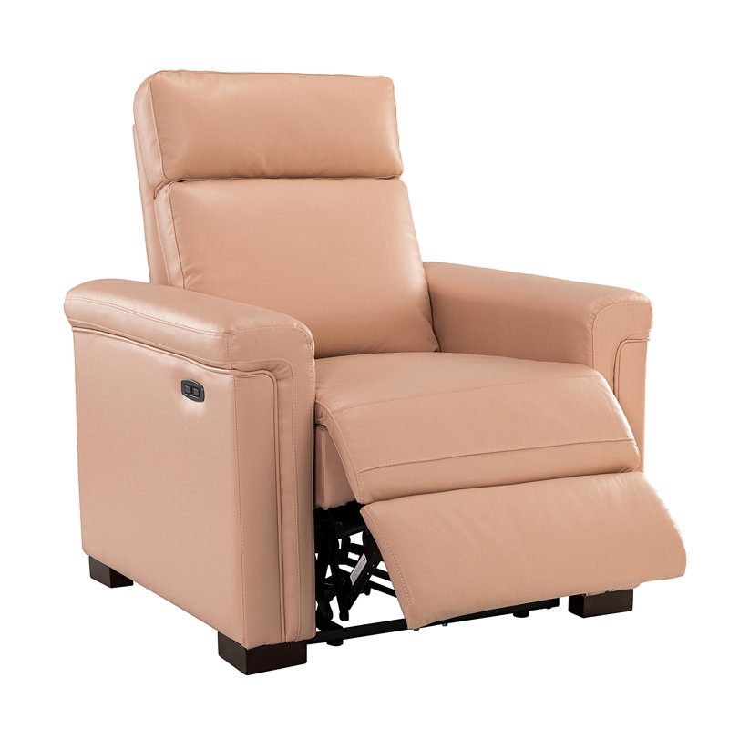 Adela 36.02" Wide Genuine LeatherPower Recliner, Pink Genuine Leather