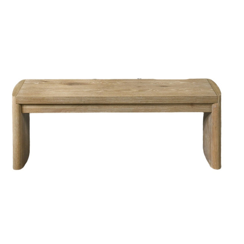 Banc rembourré moderne de style contemporain avec coins arrondis et finition chêne