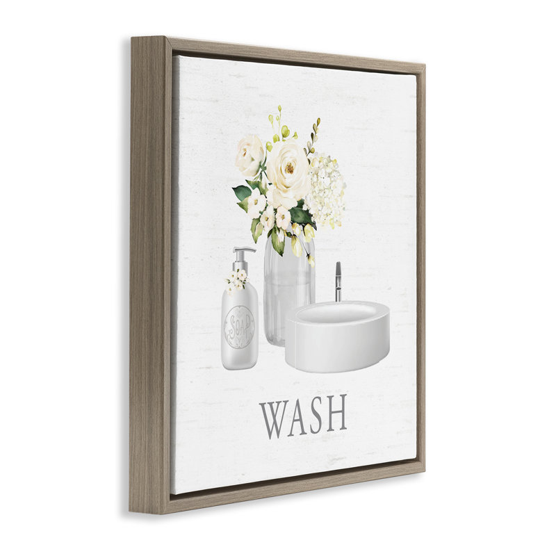 «Wash Hands», art mural encadré flottant, Cadre flottant orme Montalcino, H 18 po x l 18 po