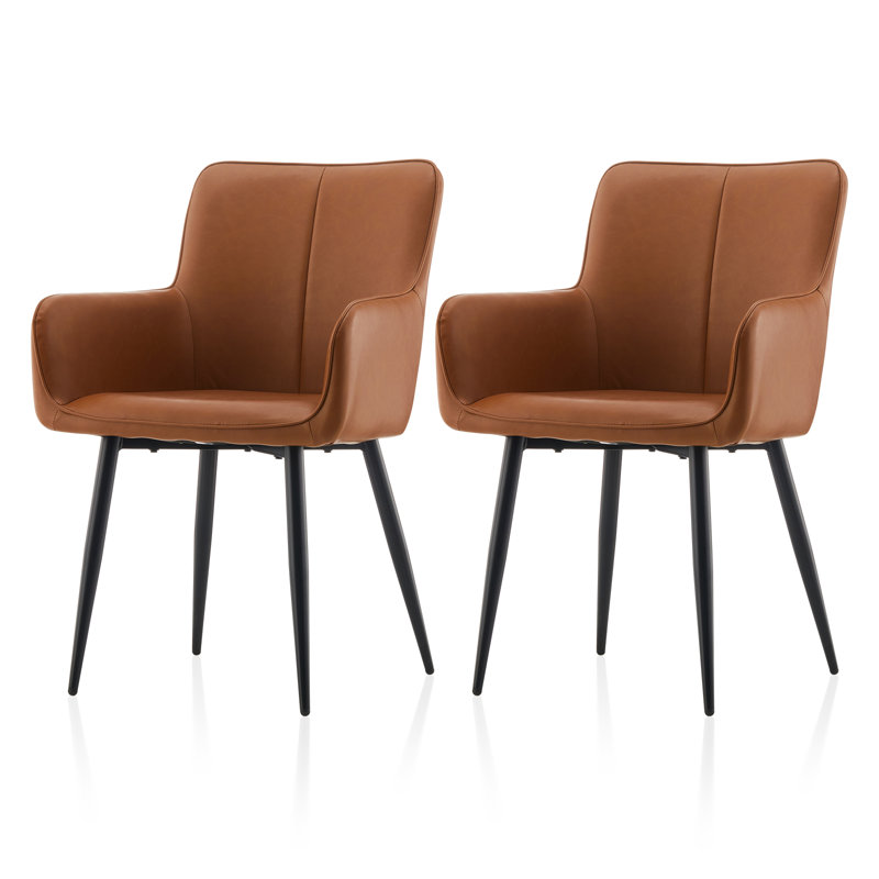 50cm H Upholstered Metal Armchair, Brown