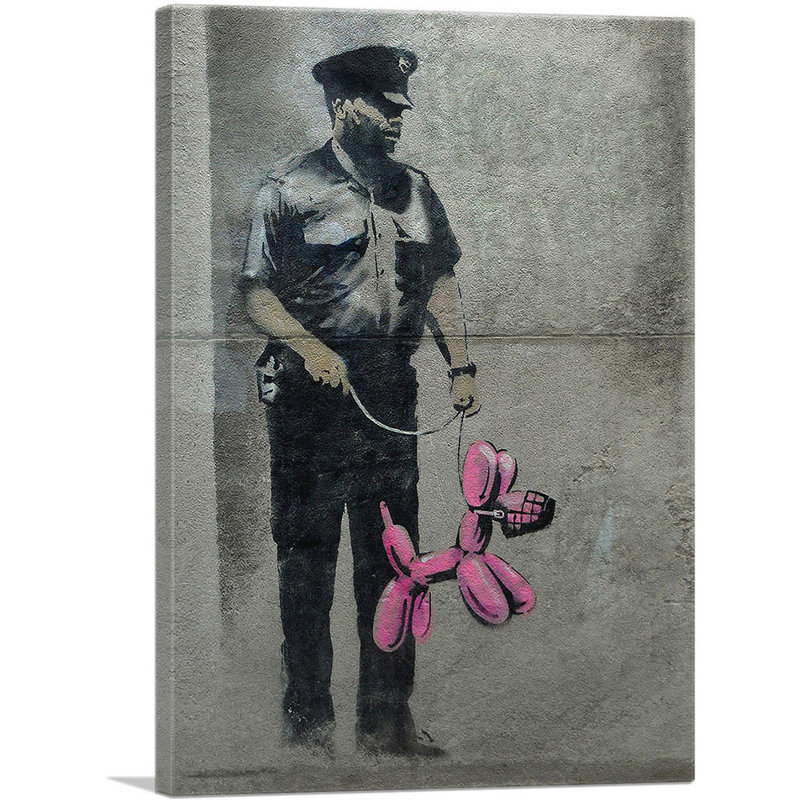 «Police Guard Pink Balloon Dog» par Banksy, reproduction d'art sur toile tendue, H 18 po x l 12 po x 1,5 po